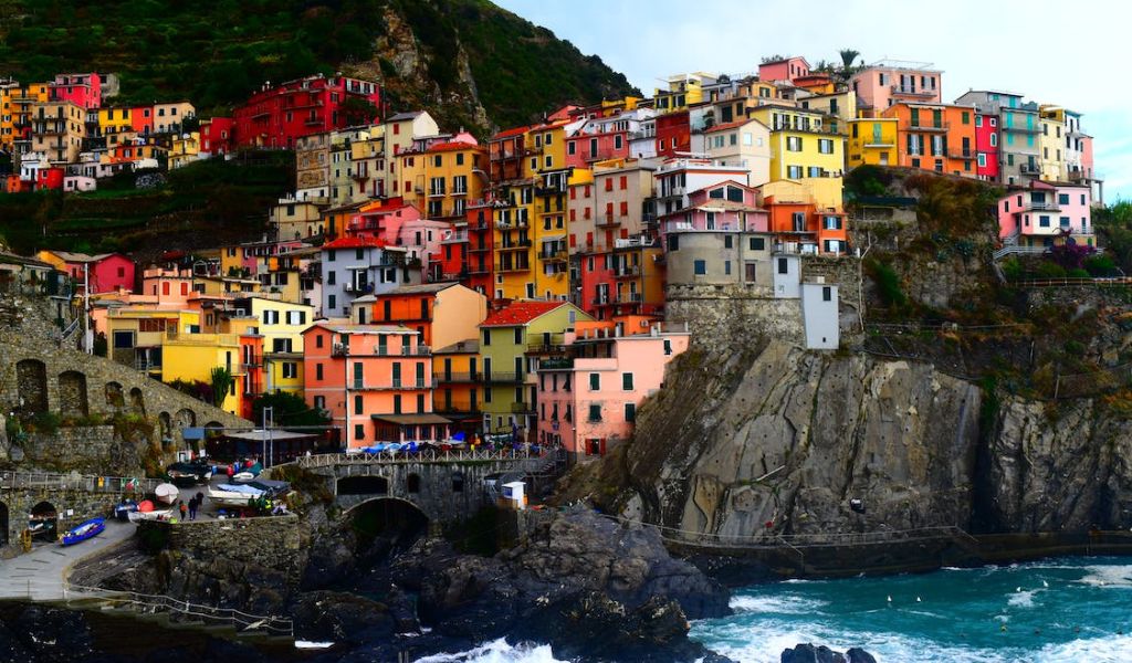 A beautiful place of Liguria with colorful houses.
