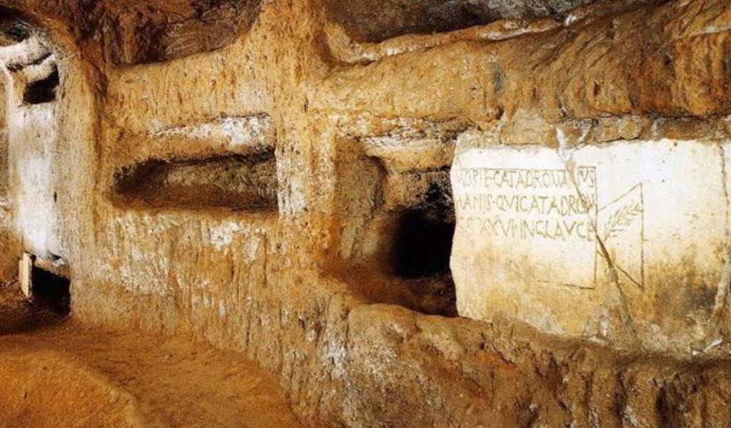Catacombs are ancient underground burial places in and around Rome.