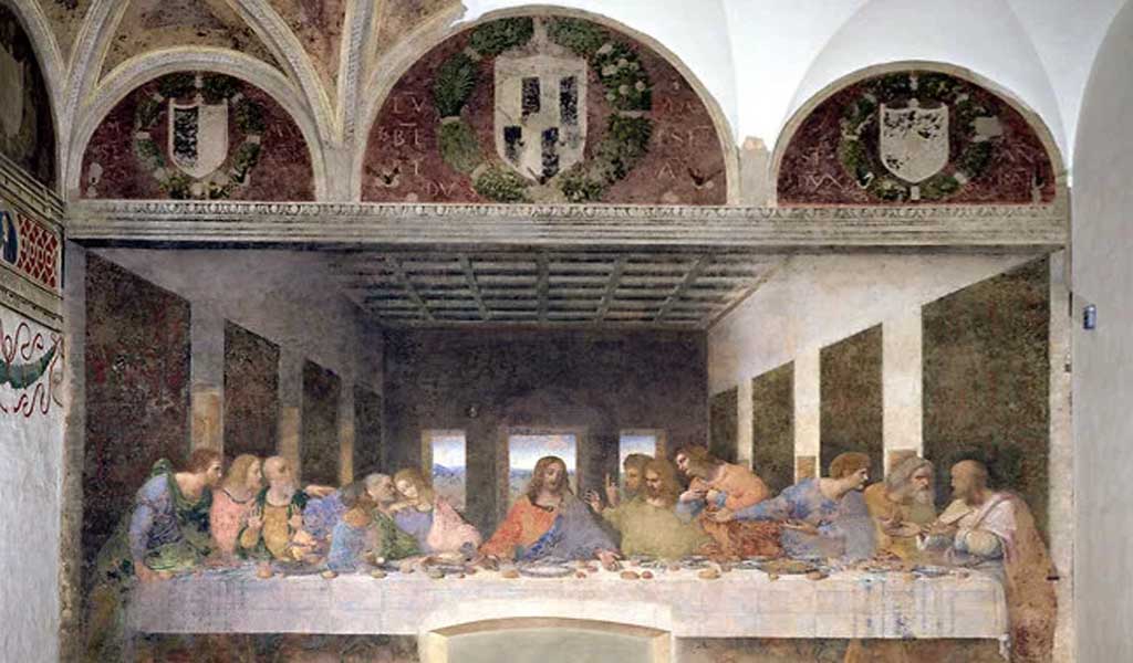 The Last Supper by Leonardo da Vinci located in Santa Maria delle Grazie