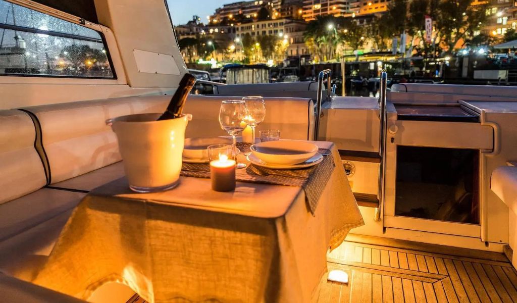 A night tour on the Princess 65 Private Yacht with luxury wine and dinner. 