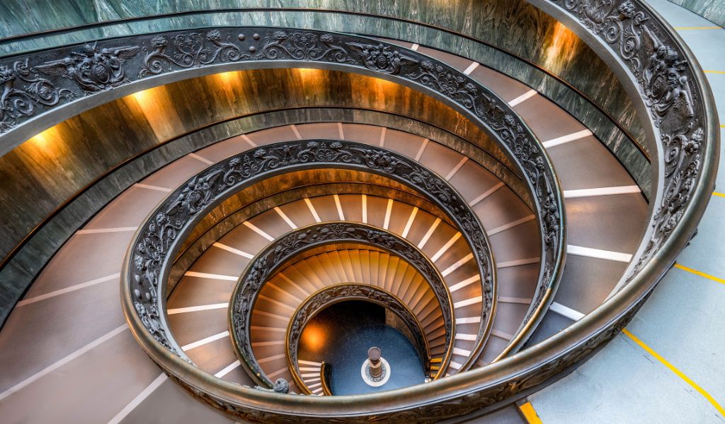 The stairs that lead inside the Vatican museums: an absolutely must-do Rome experience