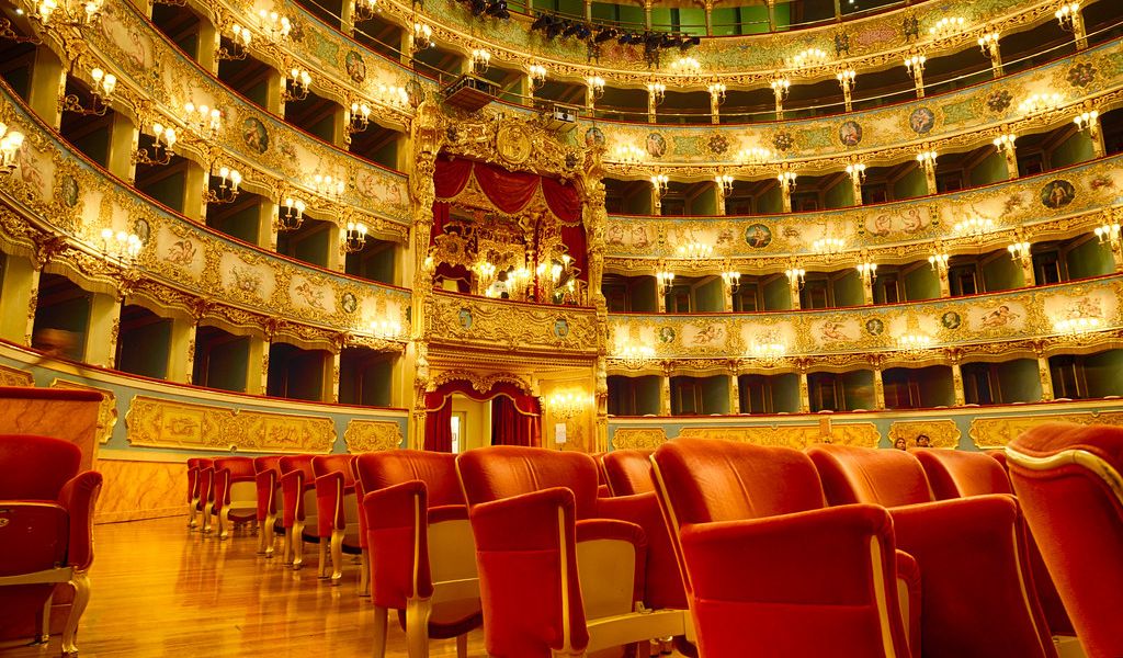 The beautiful view of the inside of Venetian Opera in Venice, Italy